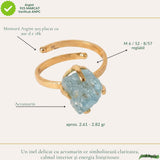 Inel Argint 925 Placat cu Aur 18K cu Acvamarin Brut – Calm Interior si Claritate