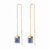 Cercei Argint 925 Placat cu Aur 18K cu Kianit Albastru Brut – Intuitie si Claritate