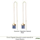 Cercei Argint 925 Placat cu Aur 18K cu Kianit Albastru Brut – Intuitie si Claritate