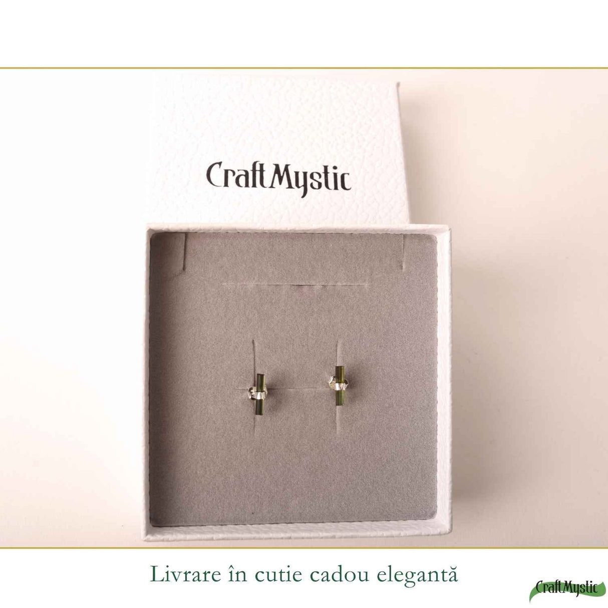 Cercei Argint 925 cu Turmalina Verde Bruta – Prosperitate si Echilibru Emotional