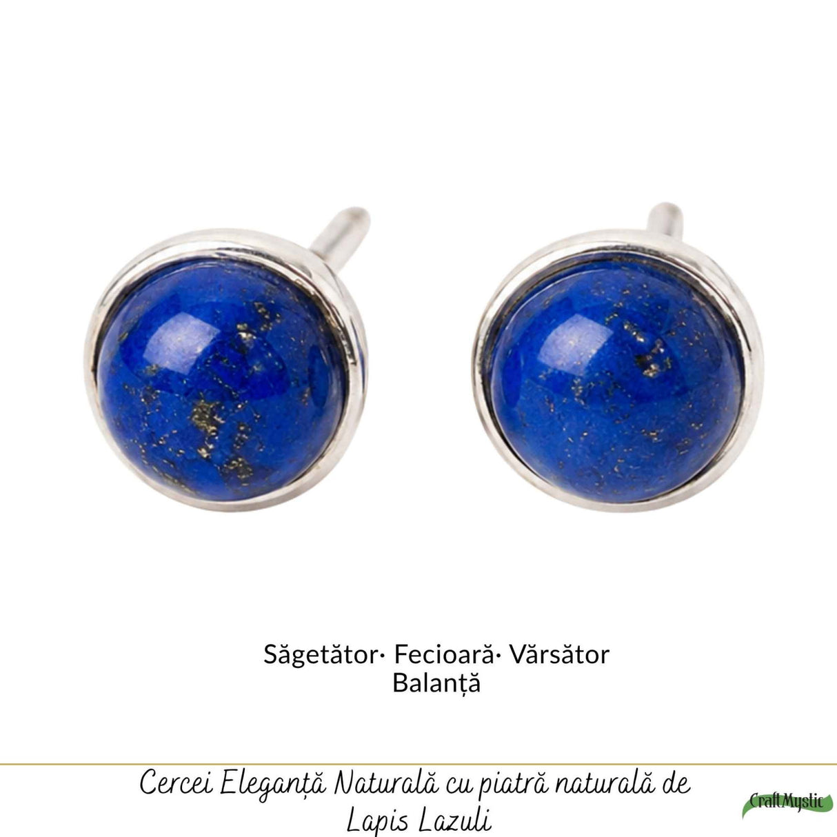 Cercei Argint 925 cu Lapis Lazuli Rotund – Claritate si Eleganta Feminina