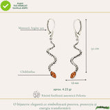 Cercei Argint 925 Sarpe cu Chihlimbar - Transformare, Energie si Eleganta