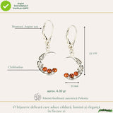Cercei Argint 925 Semiluna cu Chihlimbar - Eleganta Mistica si Energie Calda
