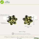 Cercei Argint 925 Stea cu Chihlimbar Verde - Energie, Inspirtie si Eleganta