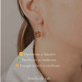Cercei Argint 925 Trifoi cu Chihlimbar - Noroc, Energie Pozitiva si Eleganta
