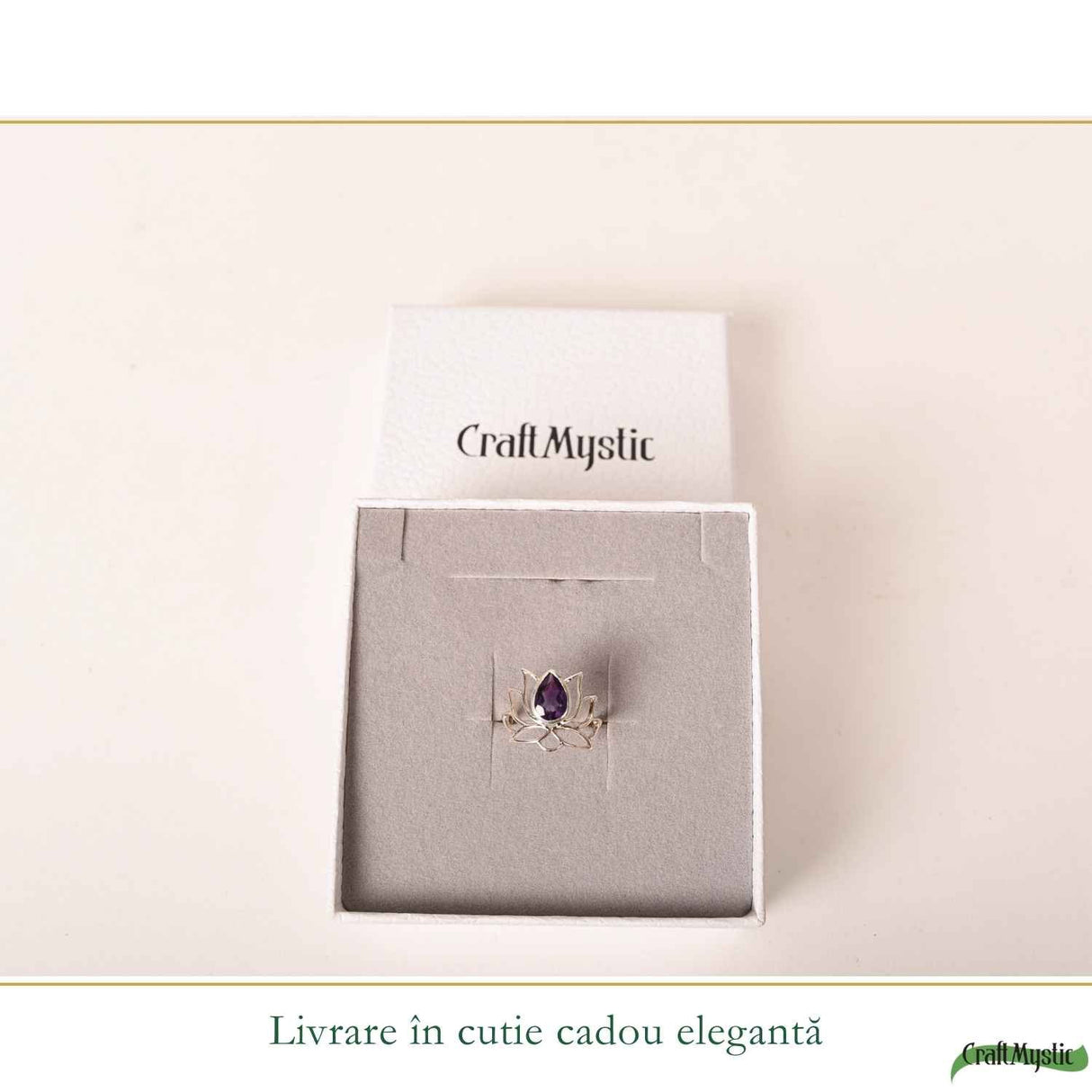 Inel Argint 925 Floare de Lotus cu Ametist Natural – Echilibru si Claritate Interioara