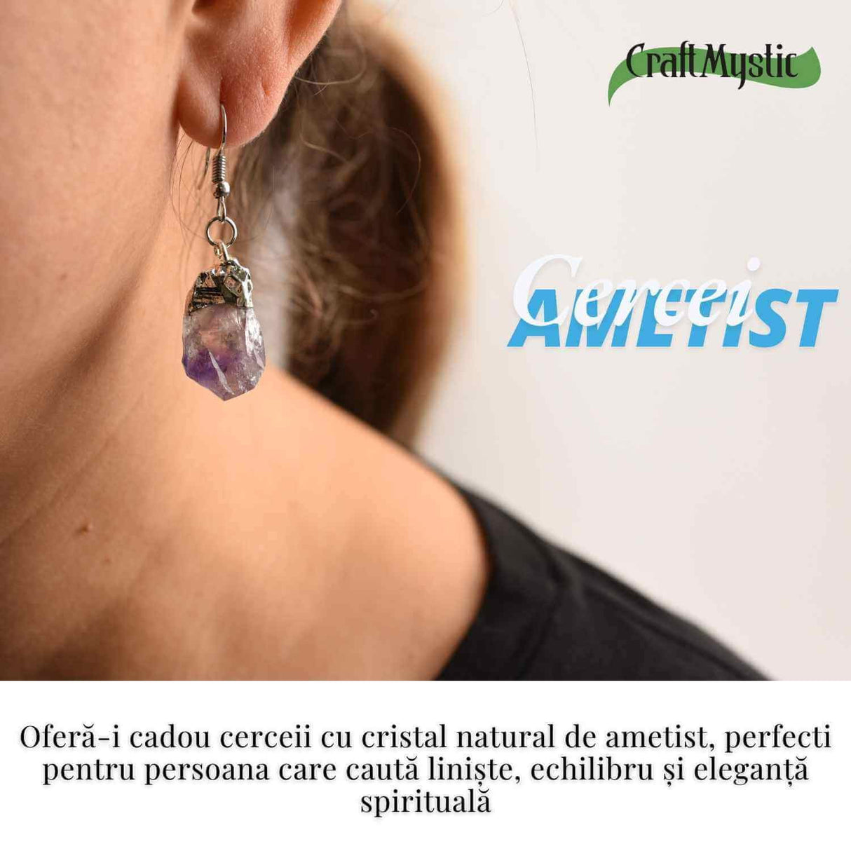 Cercei argintii cu Ametist Brut, argintii - Claritate si protectie spirituala
