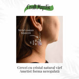 Cercei argintii cu Ametist Brut, argintii - Claritate si protectie spirituala