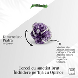 Cercei cu Cristal de Ametist Druzy - Inchidere pe Tija cu Opritor