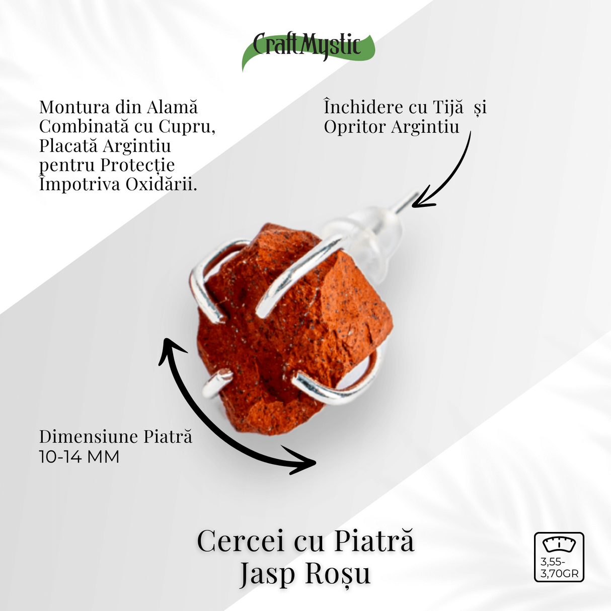 Talisman pentru impamantare si putere interioara - Cercei cu Jasp Rosu