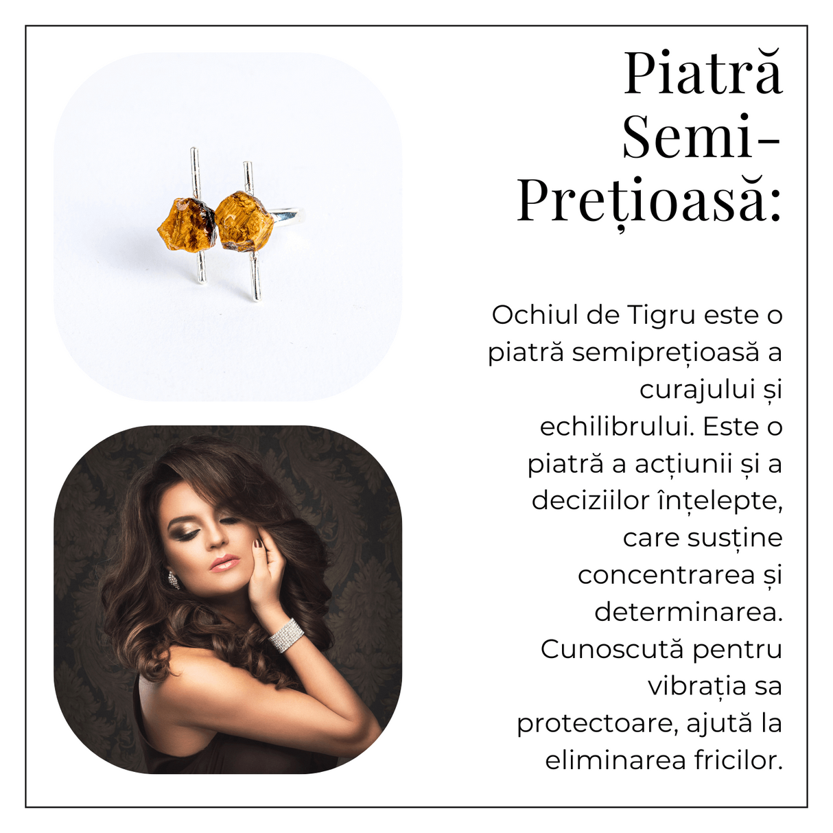 Focus si incredere in sine - Inel argintiu cu ochi de tigru brut