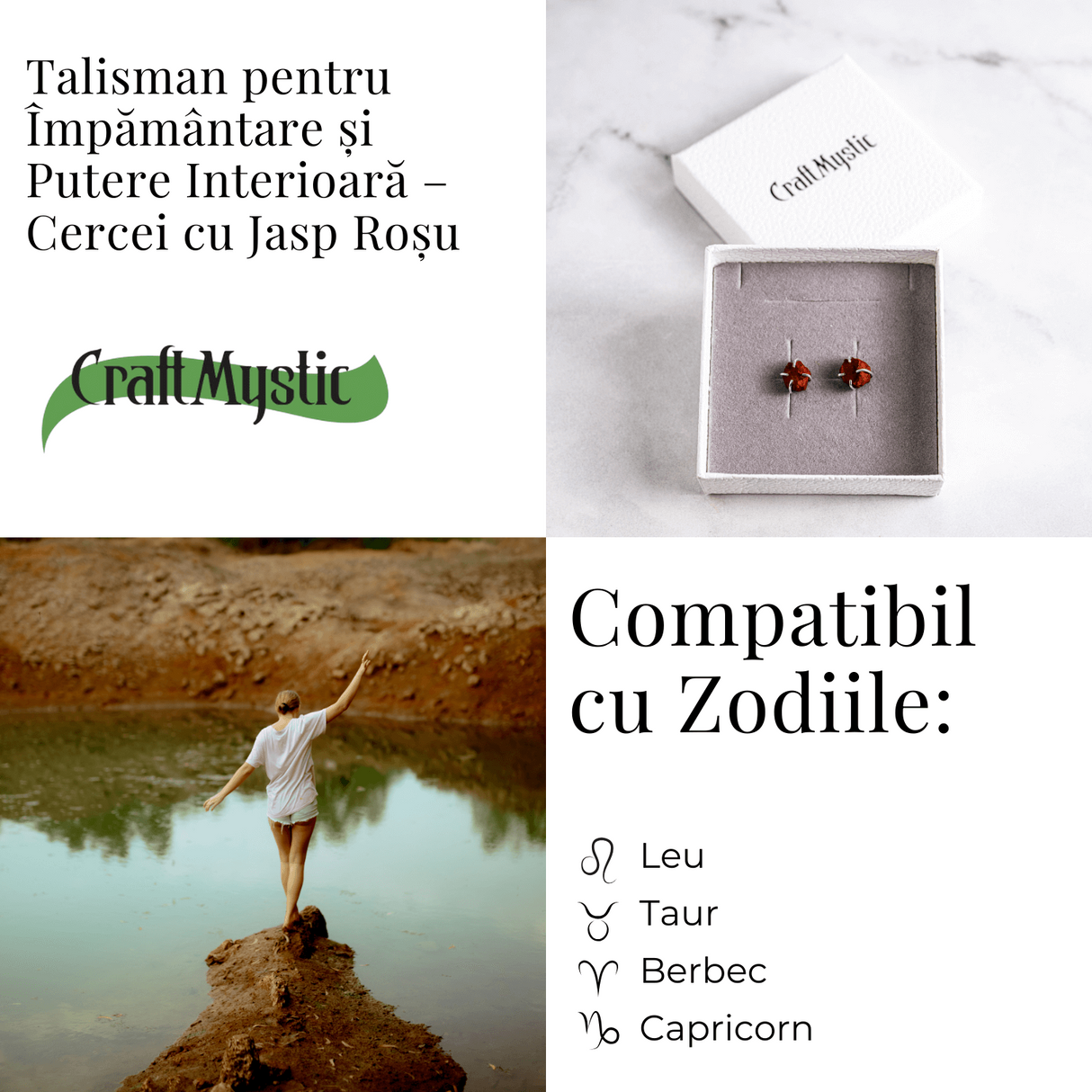 Talisman pentru impamantare si putere interioara - Cercei cu Jasp Rosu