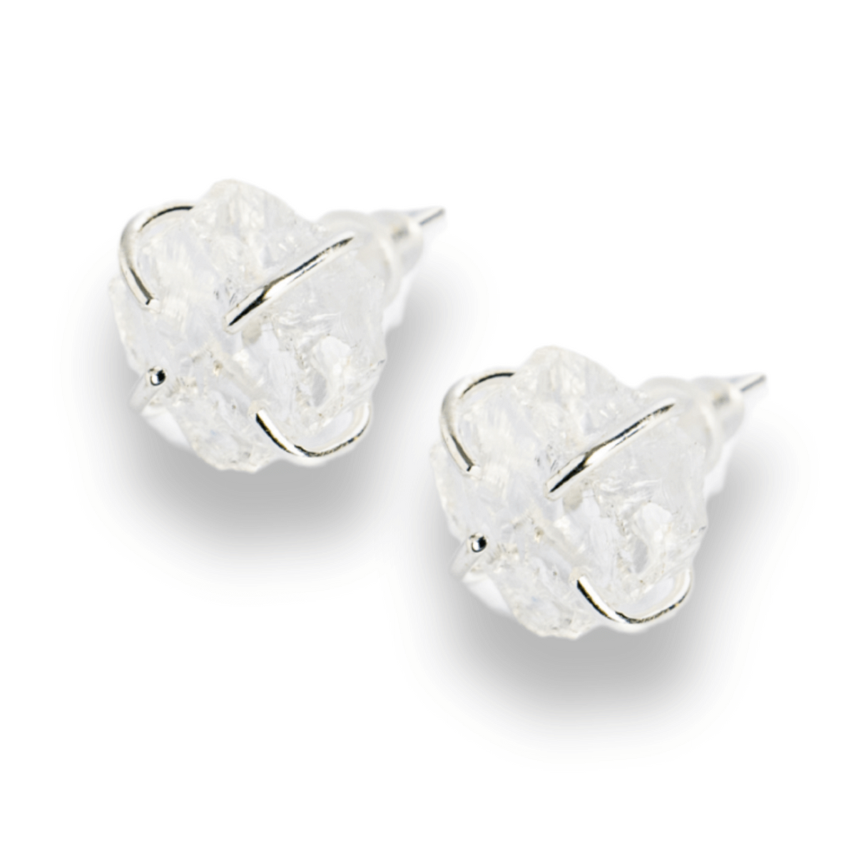 Cristalul puritatii - Cercei stud argintii cu cuart transparent natural