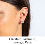 Cristalul puritatii - Cercei stud argintii cu cuart transparent natural