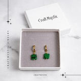 Energie Verde - Cercei cu Malachit Sintetic si Design Minimalist