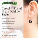 Cercei Argintii Ochi de Tigru Forma Pi - Protectie si Incredere