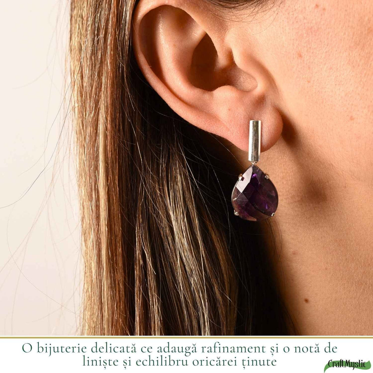 Cercei Argint 925 Lacrima cu Ametist Fatetat – Eleganta, Claritate si Liniste Interioara