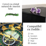 Cercei cu Ametist Brut inchidere pe tija cu opritor - Energie Pozitiva si Echilibru Interior