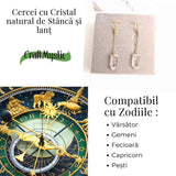 Cercei Aurii cu Lant si Cristal de Stanca, Claritate si Eleganta