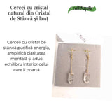 Cercei Aurii cu Lant si Cristal de Stanca, Claritate si Eleganta