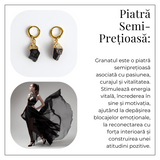 Pasiune si Stabilitate - Cercei cu Granat Brut si Energie de Radacinare