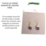Cercei Aurii cu Ametist Rulat, Calm si Eleganta Naturala