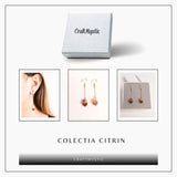 Cercei Aurii model lant cu Citrin Brut - Prosperitate si Eleganta Naturala