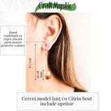 Cercei Aurii model lant cu Citrin Brut - Prosperitate si Eleganta Naturala