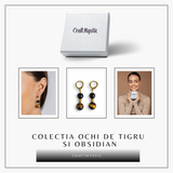 Echilibru si Putere - Cercei cu Ochi de Tigru si Obsidian