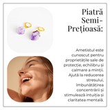 Cercei Aurii cu Ametist Brut Natural -Energie si Echilibru