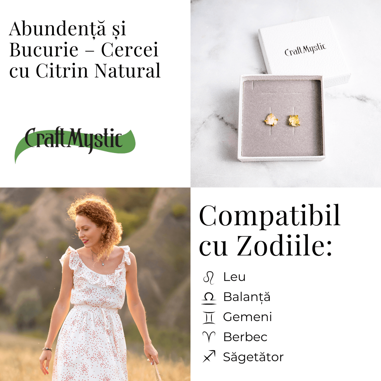 Cercei pentru Abundenta si Bucurie - Citrin Natural