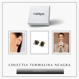 Protectie si Eleganta - Cercei cu Turmalina Neagra si Accente Aurii