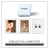 Cercei Aurii Eleganti cu Ametist Natural Fatetat - Eleganta si Protectie