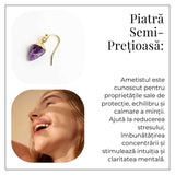 Cercei Aurii Eleganti cu Ametist Natural Fatetat - Eleganta si Protectie