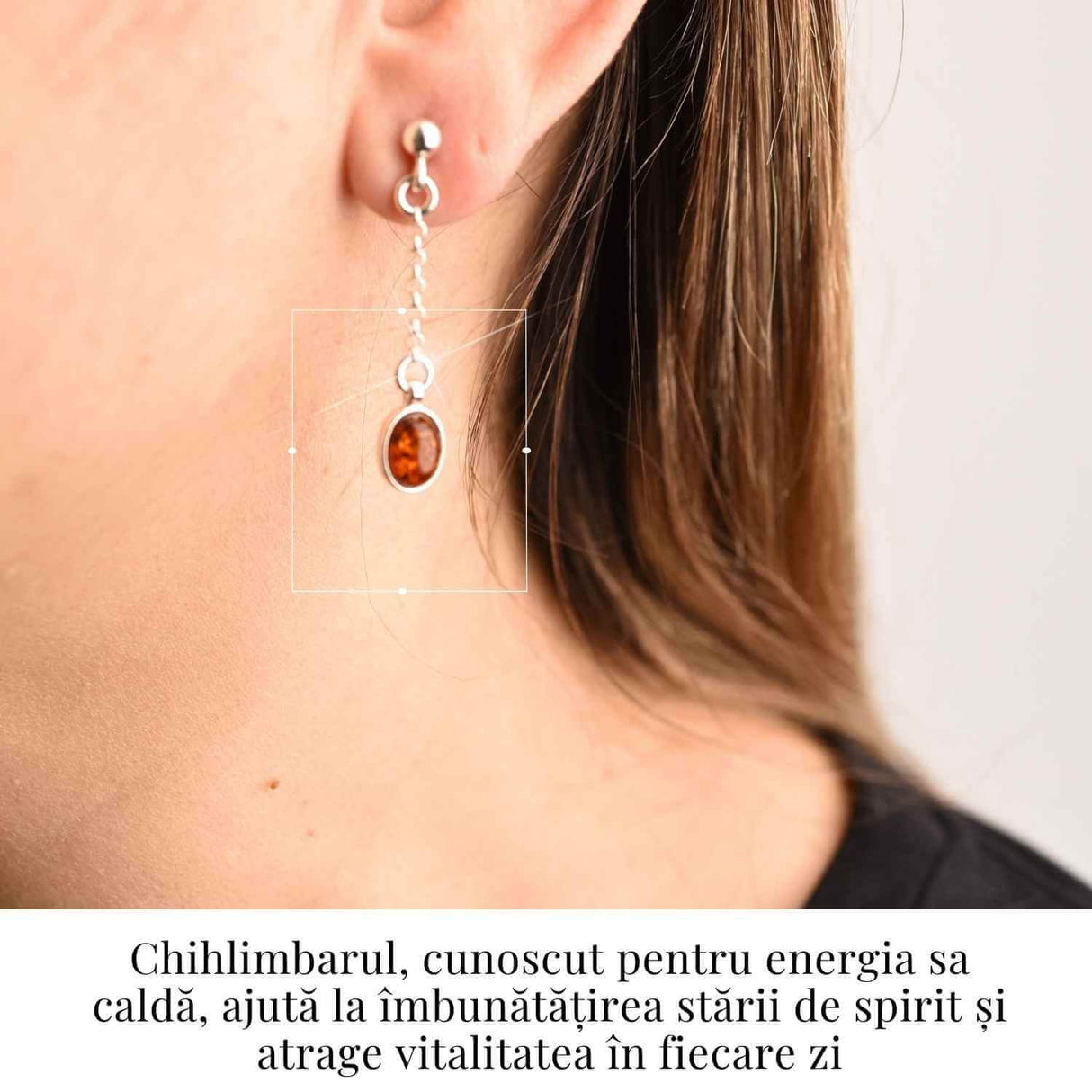 Cercei lungi din argint 925 cu chihlimbar natural - Energie si Rafinament