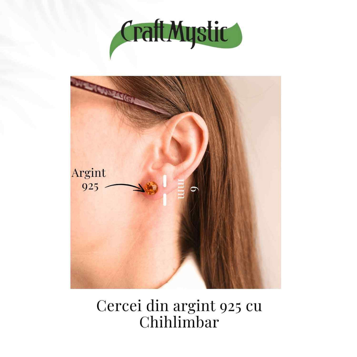 Cercei Argint 925 cu Chihlimbar Bobita - Eleganta si Energie Pozitiva