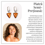 Cercei Argint 925 cu Chihlimbar Natural Triunghi - Protectie, Lumina si Echilibru