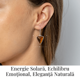 Cercei Argint 925 cu Chihlimbar Natural Triunghi - Protectie, Lumina si Echilibru
