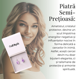 Cercei Argintii cu Ametist Natural Brut in Forma Neregulata