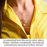 Colier cu lant argint 925 si pandantiv argintiu cu 3 pietre de Acvamarin - Calm si Eleganta