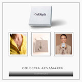 Colier cu lant argint 925 si pandantiv argintiu cu 3 pietre de Acvamarin - Calm si Eleganta
