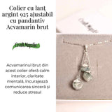 Colier cu lant argint 925 si pandantiv argintiu cu 3 pietre de Acvamarin - Calm si Eleganta