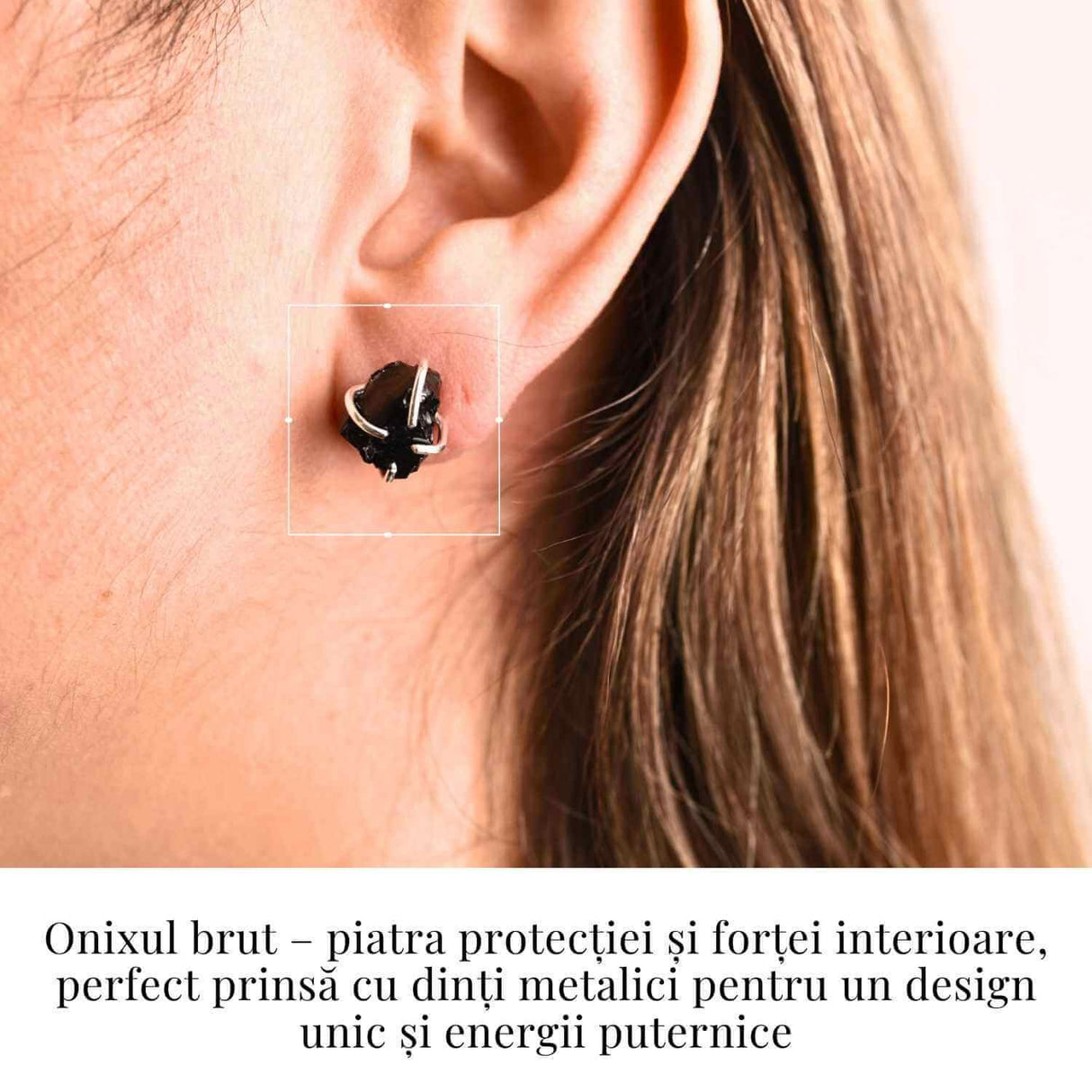 Cercei cu Onix Brut inchidere pe tija cu opritor - Protectie si Claritate pentru Zilnic