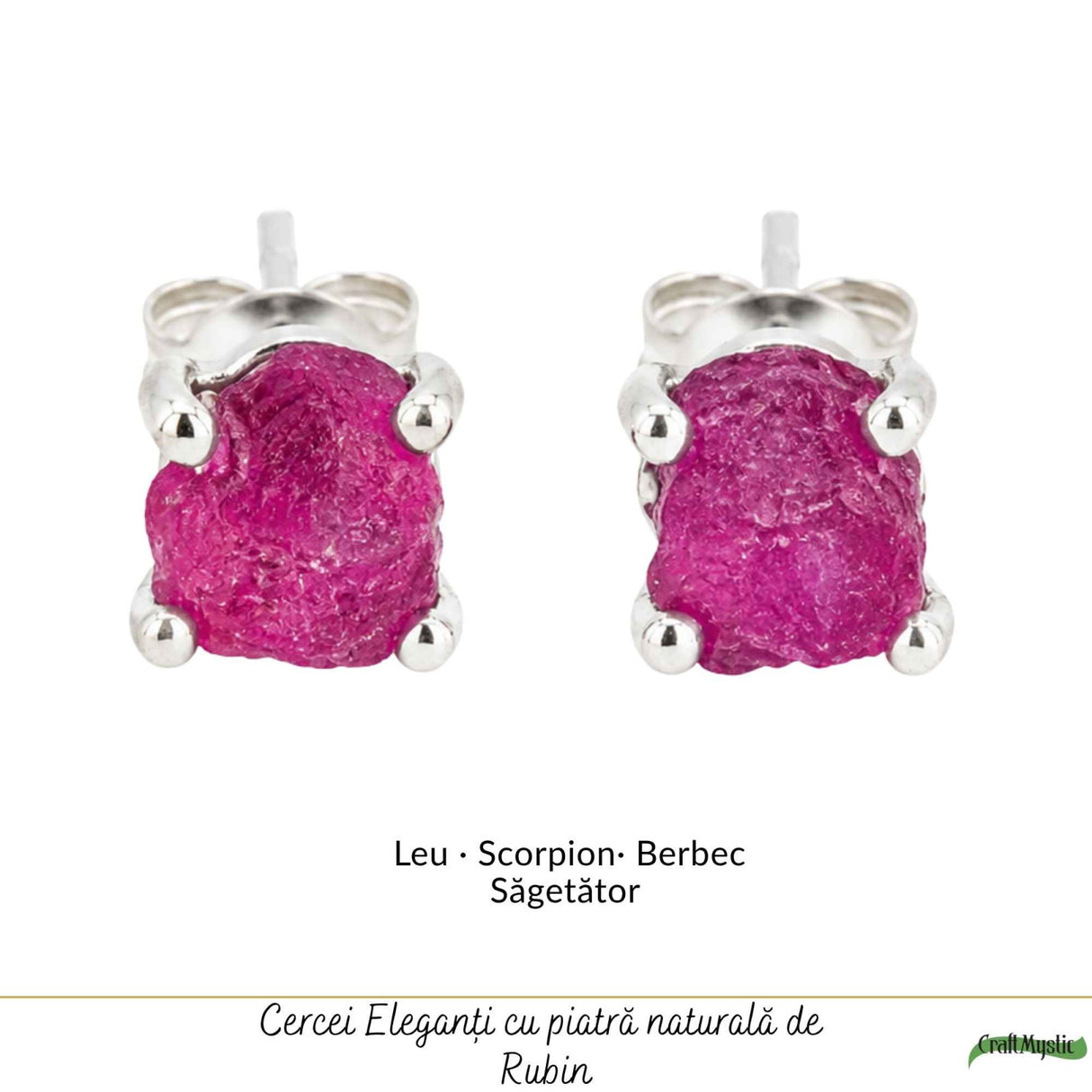 Cercei Argint 925 cu Rubin Brut Natural – Pasiune, Curaj si Energie Feminina