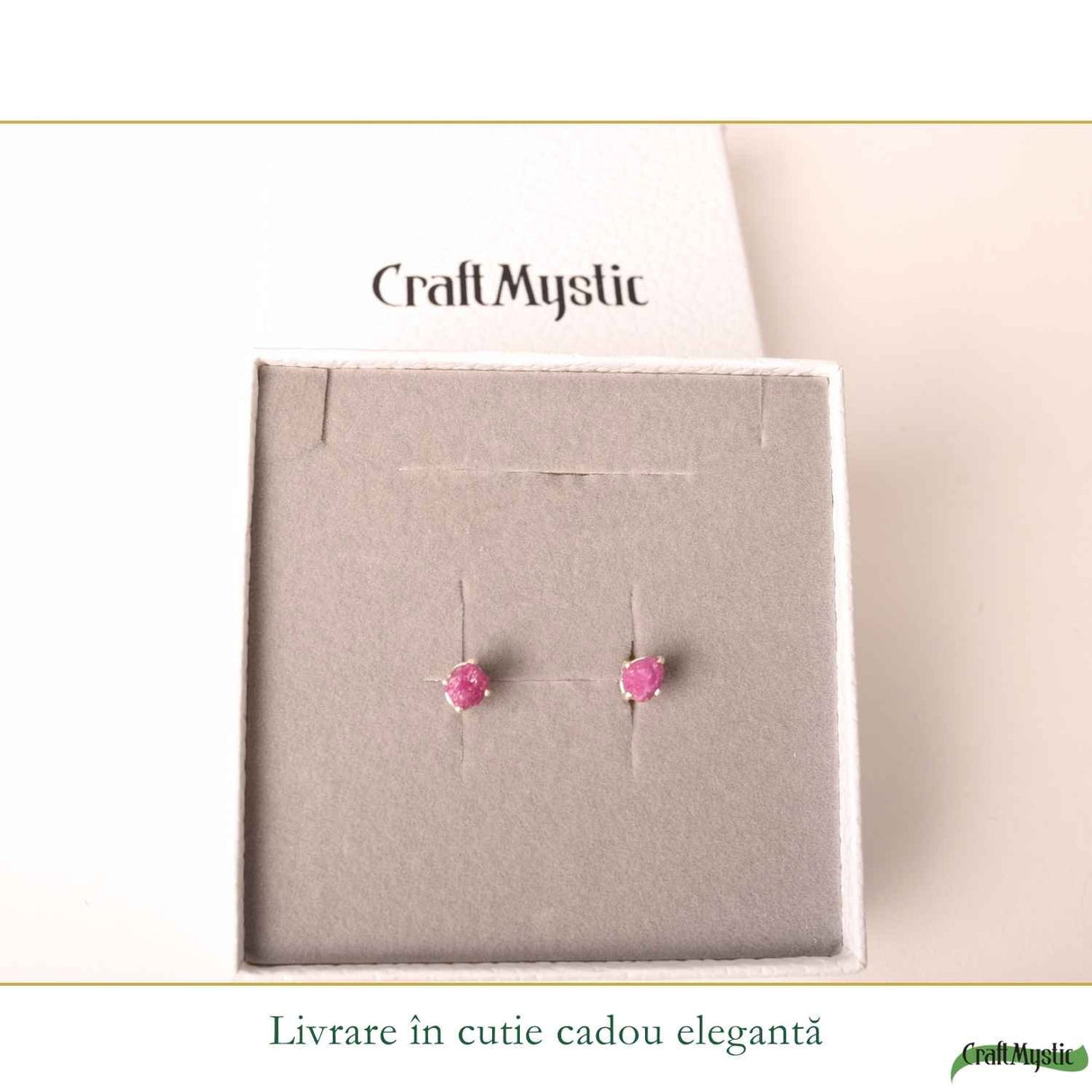 Cercei Argint 925 cu Rubin Brut Natural – Pasiune, Curaj si Energie Feminina
