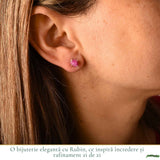 Cercei Argint 925 cu Rubin Brut Natural – Pasiune, Curaj si Energie Feminina