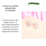 Cercei cu Cuart Roz Brut Inchidere Tija cu opritor- Iubire si Vindecare Emotionala