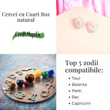 Cercei cu Cuart Roz Brut Inchidere Tija cu opritor- Iubire si Vindecare Emotionala