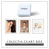 Cercei Aurii cu Cuart Roz Brut Natural - Iubire si Echilibru