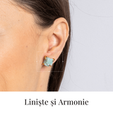 Liniste si Armonie - Cercei cu Amazonit si Finisaj Auriu